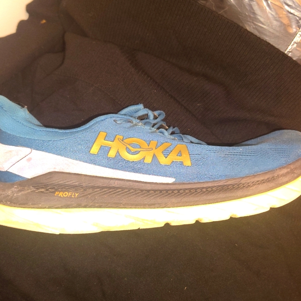 Hoka Blue and Yellow Athletic Shoes with Signature Cushioning
